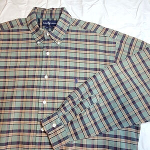 Vintage Ralph Lauren Size Large Multi-Color Plaid Button Up L/S Shirt